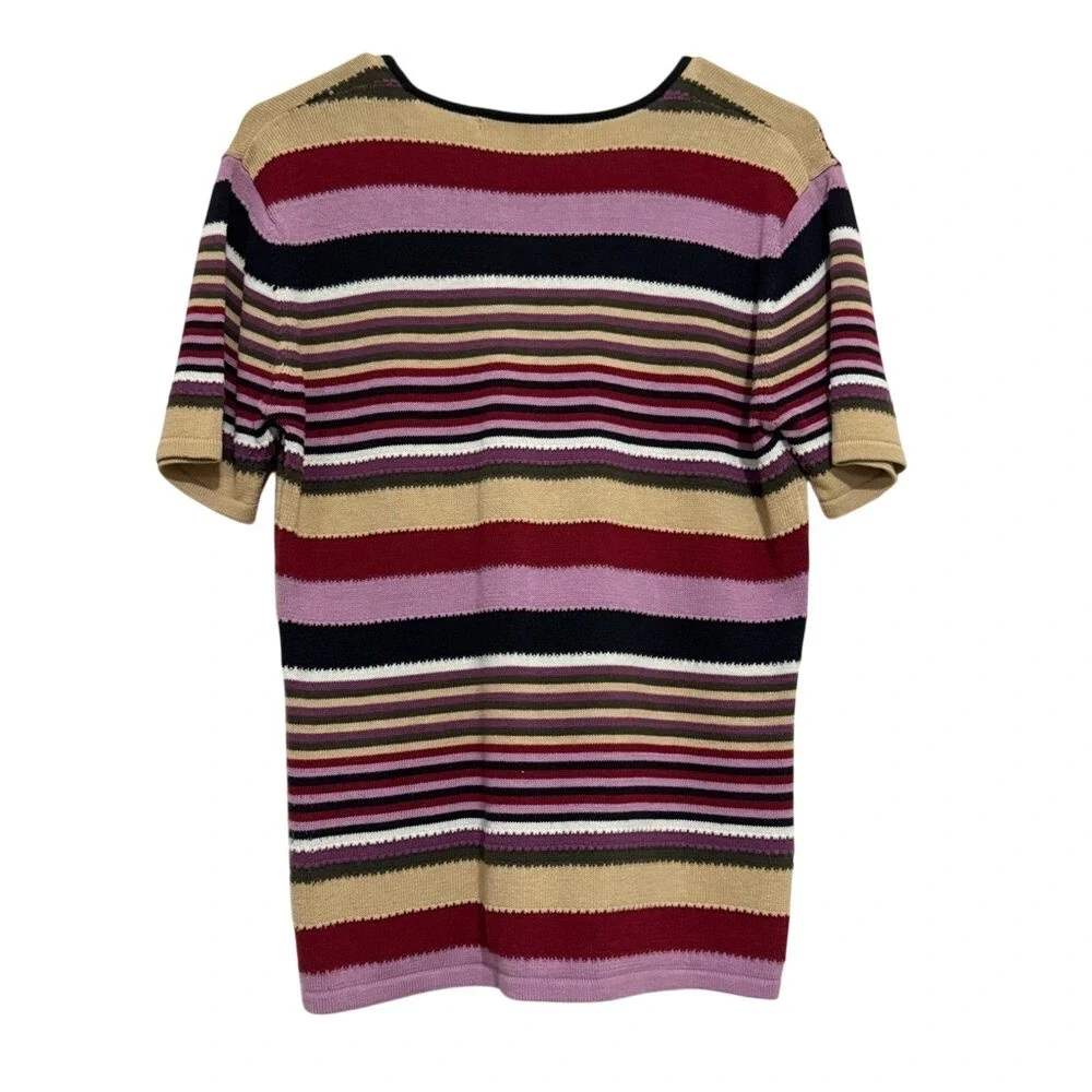 Vintage Western Connection Striped Boho Knit‎ V-Neck Sweater Top Large